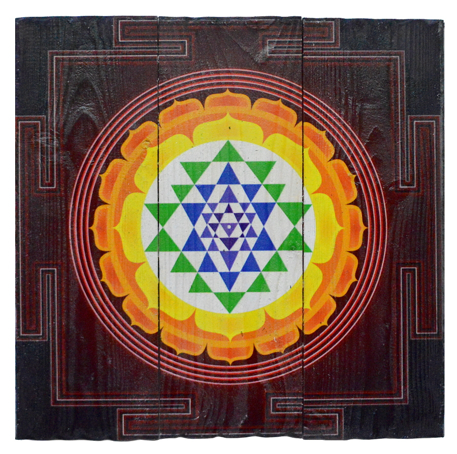 Изображение на досках Шри-янтра (Желтый лотос), 36 x 36 x 4 см. 