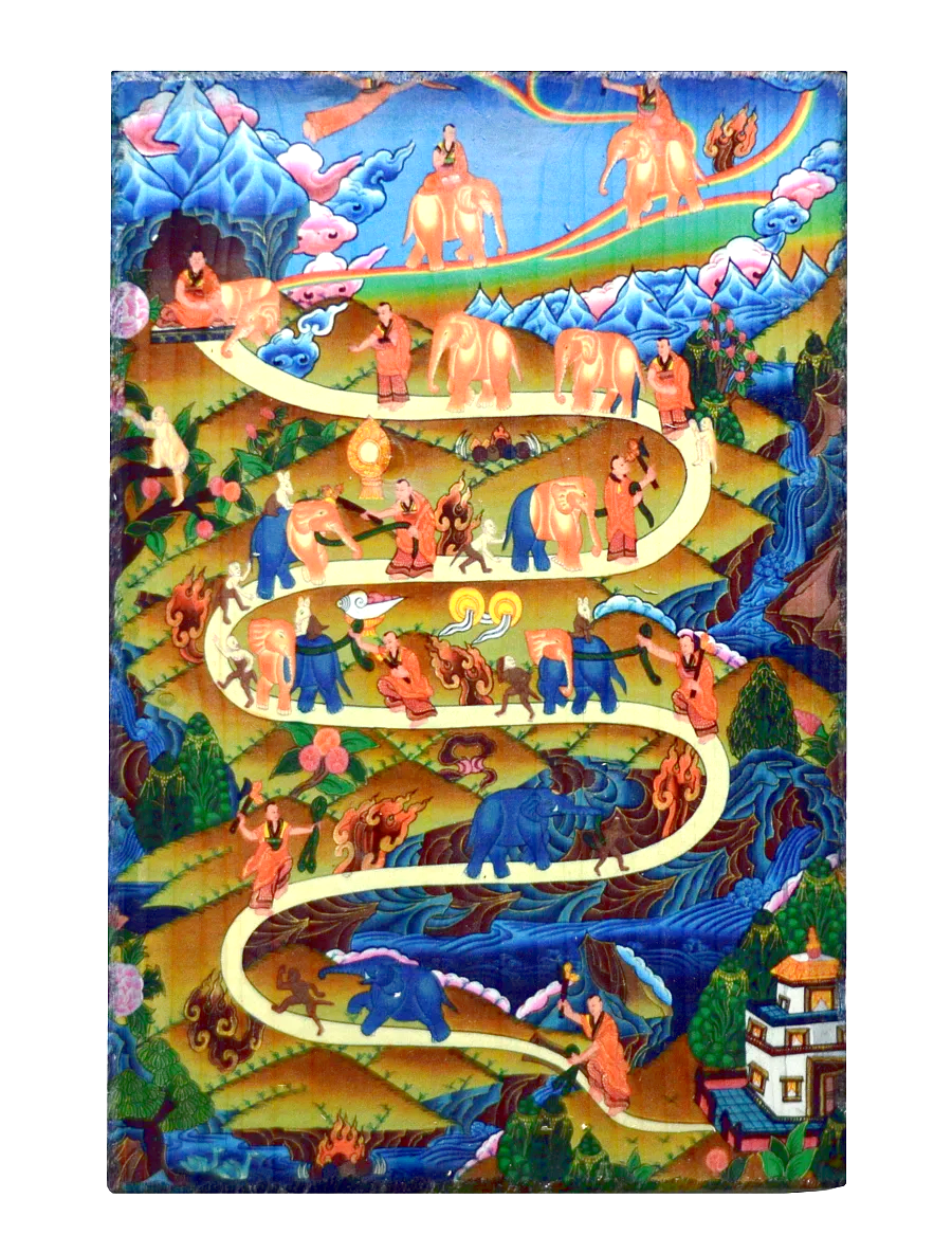 Изображение на доске Этапы шаматхи (19 x 27 x 2 см). 
