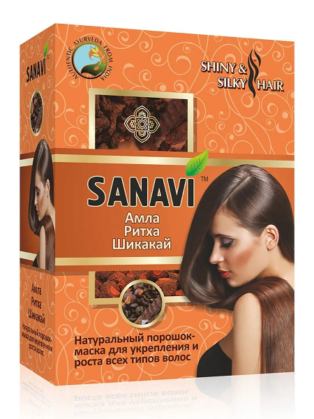 Порошок-маска для волос "Амла, Рихта, Шикакай Sanavi, 100 г. 