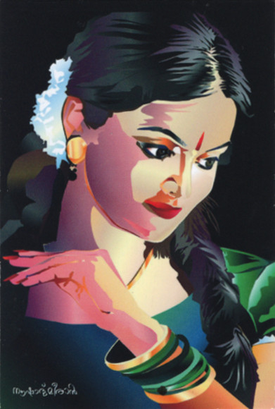 Магнит "Индийская женщина" (5 x 7,5 см). 