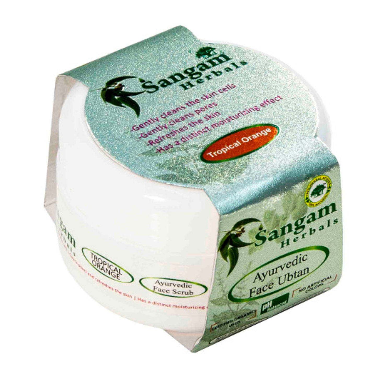Скраб для лица аюрведический сухой (ubtan) Sangam Herbals (Tropical Orange). 