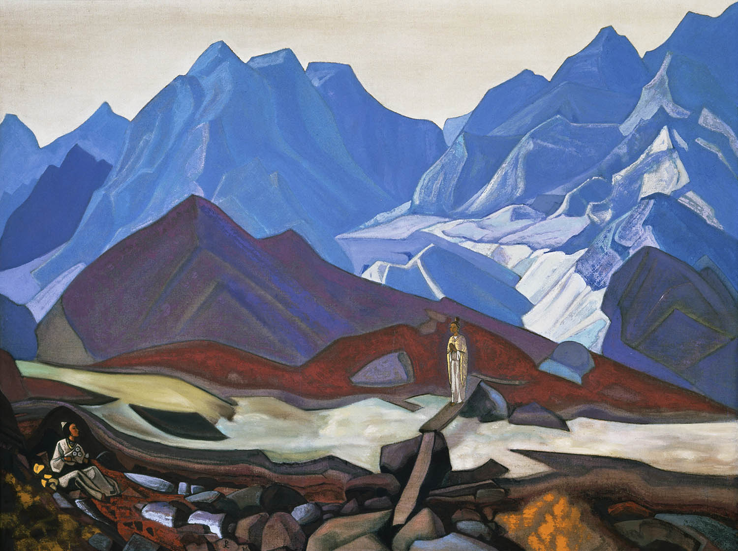 Постер "Оттуда", 1936, Н.К. Рерих, репродукция (30 х 39,7 см), печать на шелке. 