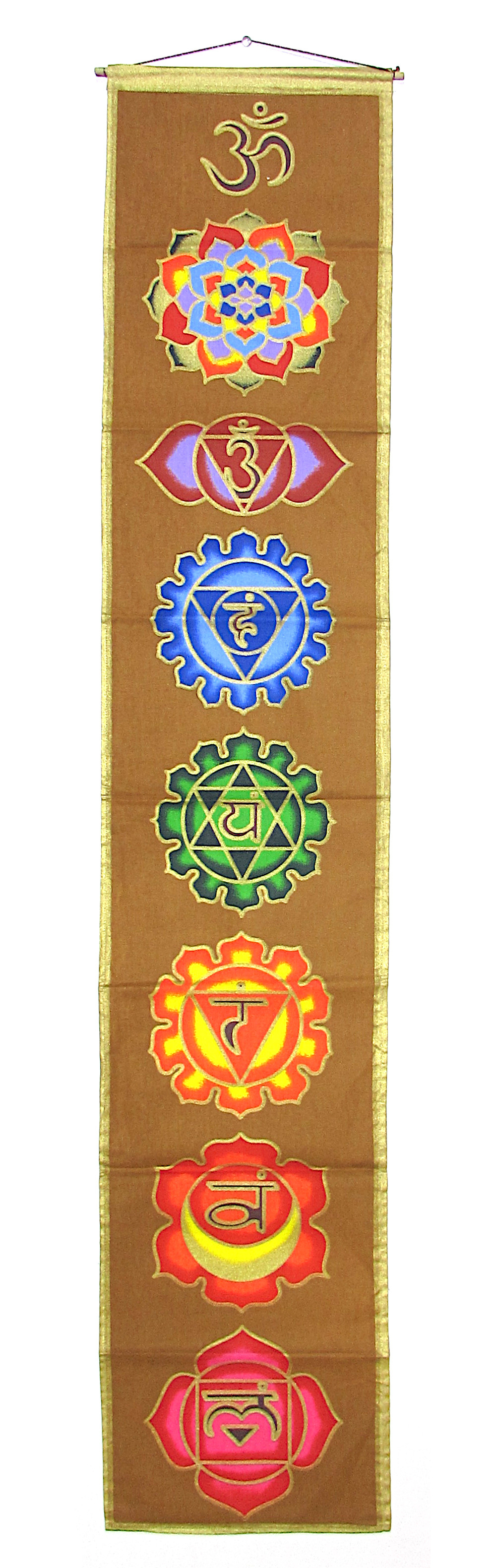 Панно "Чакры", коричневый фон, 178 х 34 см.