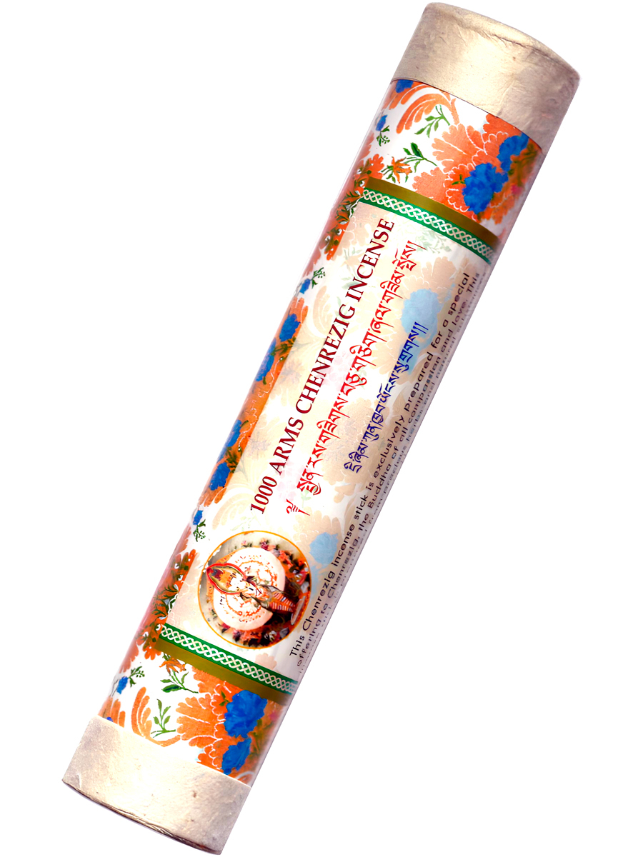 Благовоние 1000 Arms Chenrezig Incense (Тысячерукий Авалокитешвара), 30 палочек по 19 см.