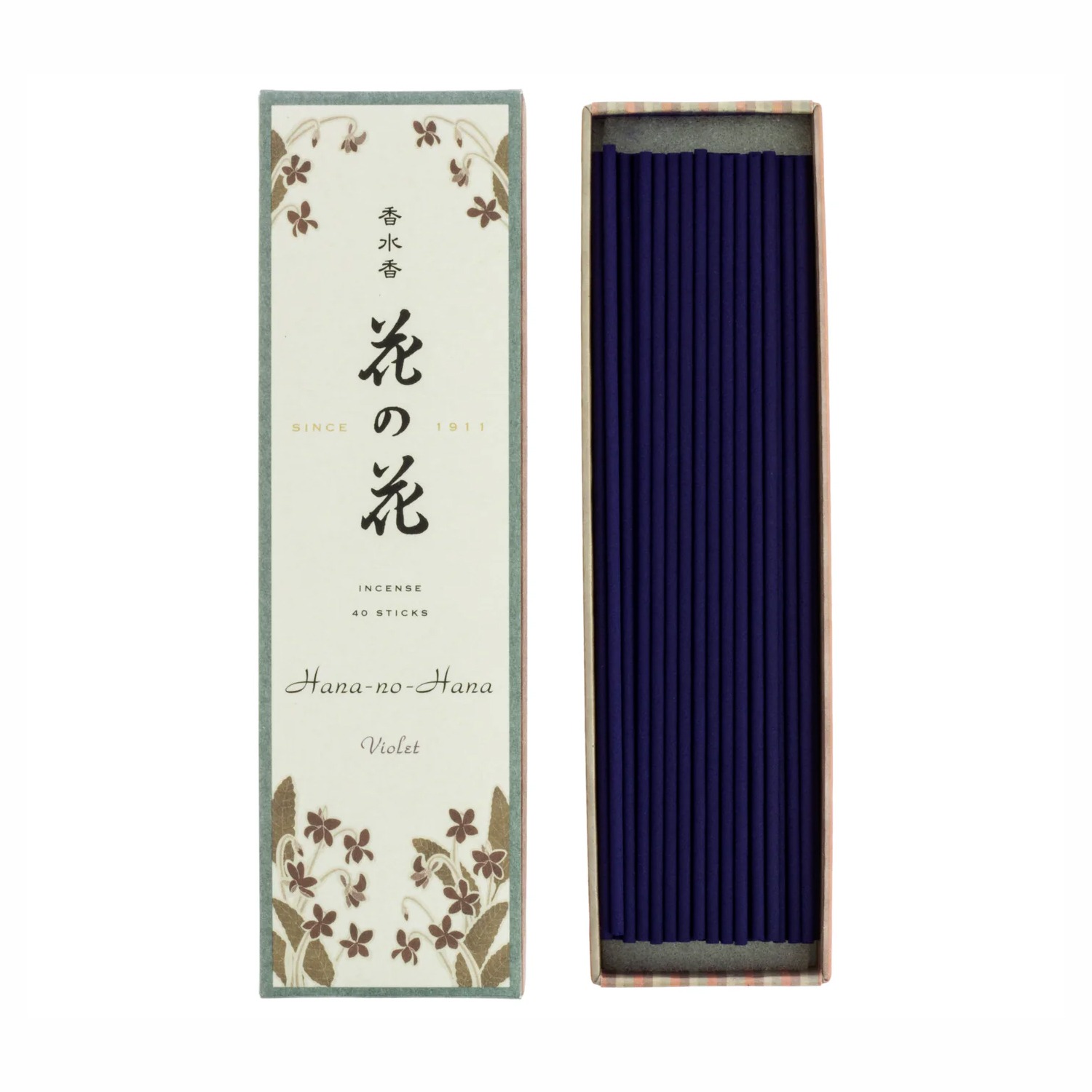 Благовоние Hana-no-Hana Violet (фиалка), 40 палочек по 13,7 см. 