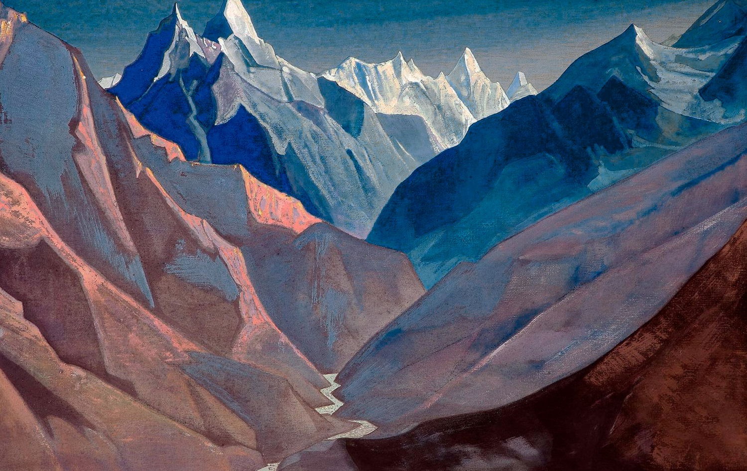Гора «М». 1931. Н.К. Рерих, репродукция (25,2-28 х 39,8-42), печать на шелке.