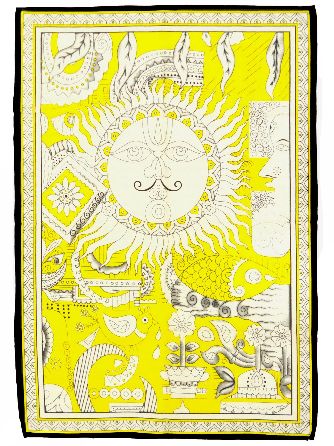 Панно "Солнце", бело-желтое, 72 х 104 см. 