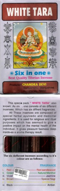 Купить White Tara (Белая Тара, набор из шести благовоний), 6 x 14 = 84 палочки по 18 см в интернет-магазине Ариаварта