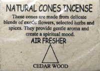 Купить Natural Cones Incense Cedar Wood (Натуральное конусное благовоние Кедр), 25 конусов по 3 см в интернет-магазине Ариаварта